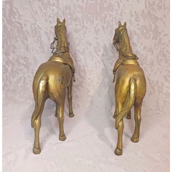 Vintage Set of 2 Antique Cast Metal Horse Figurines From Occupied Japan CMC Ware - Picture 3 of 6
